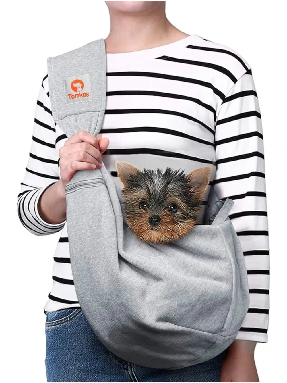 Grey Soft Pet Sling Carrier with Safety Leash
